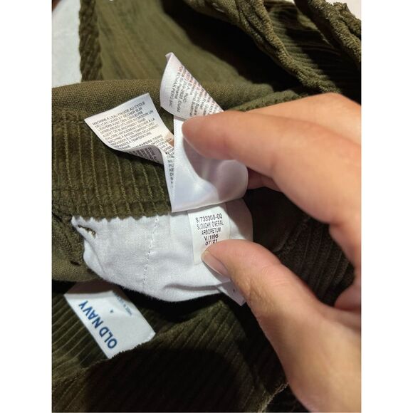 Old Navy Women’s corduroy slouchy straight workwear overalls army green Size 4 - Picture 9 of 11